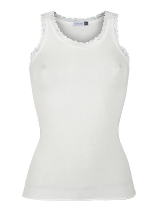 Women's tank top with lace in cashmere blend