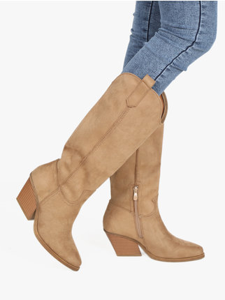 Women's Texan boots in suede fabric