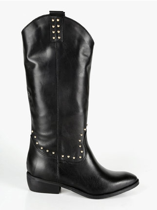 Women's Texan leather boots with studs