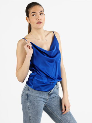 Women's top with waterfall neckline and thin straps