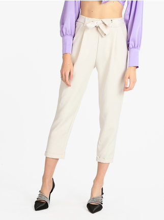 Cotton trousers with horizontal stripes