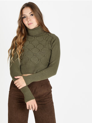 Women's turtleneck cropped sweater