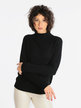 Women's turtleneck sweater with raised cable weave