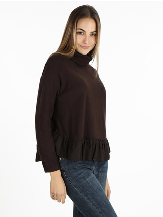 Women's turtleneck sweater with ruffles