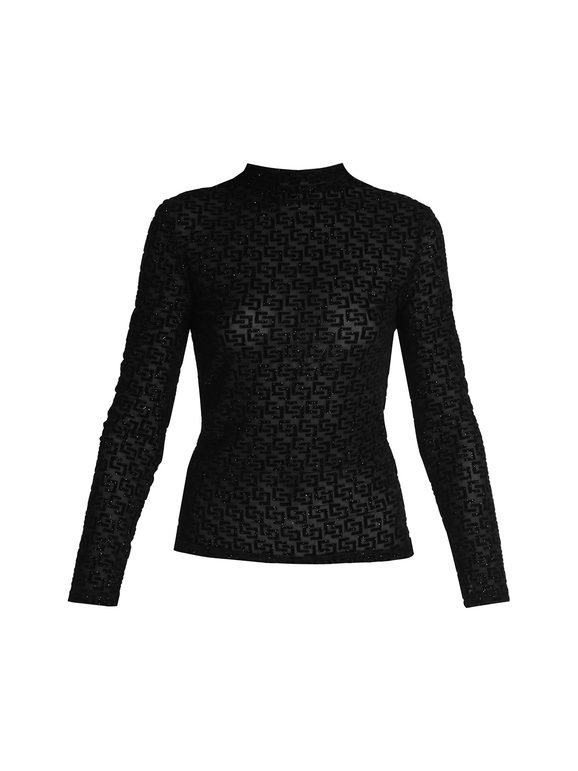 Women's turtleneck with prints and lurex