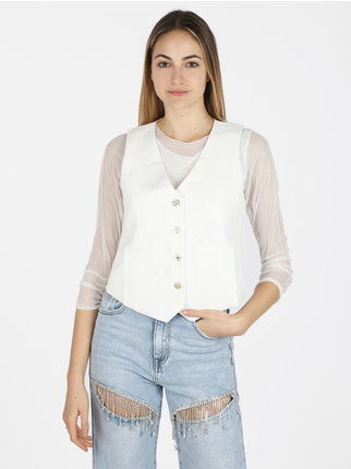 Women's vest with jewel buttons