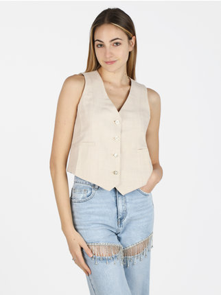 Women's vest with jewel buttons