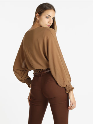Women's voile blouse with batwing sleeves