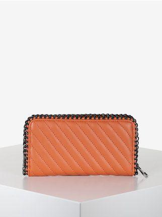 Women's wallet in faux leather with interwoven chain