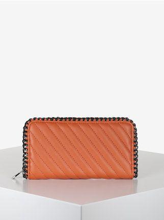 Women's wallet in faux leather with interwoven chain