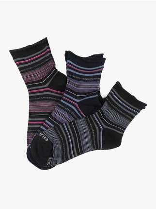 Women's warm cotton short socks, pack of 3 pairs