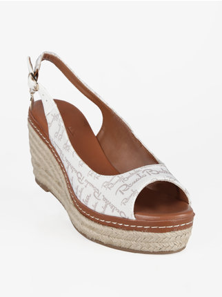 Women's wedge sandals with lettering