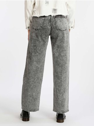 Women's wide-leg gray jeans