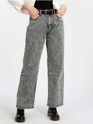 Women's wide-leg gray jeans