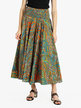Women's wide-leg silk trousers with print