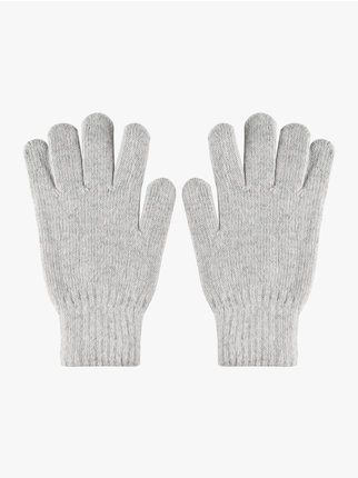 Wool blend knit gloves for men