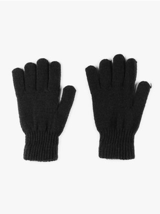 Wool blend knit gloves