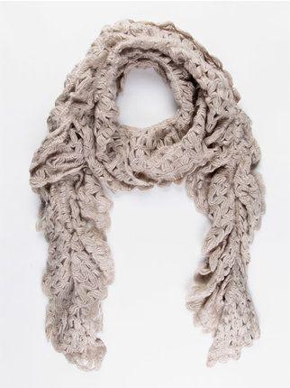 Wool blend perforated scarf