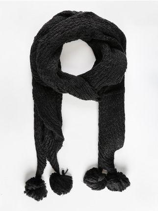 Wool blend scarf with pompom