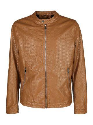 Woven faux leather jacket