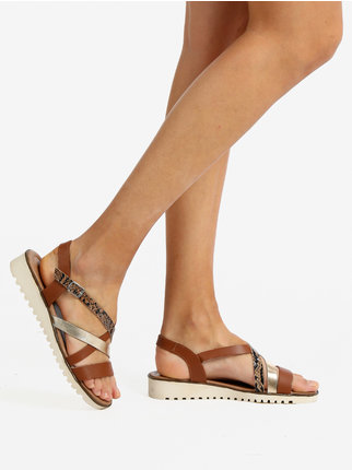 Woven leather sandals for women