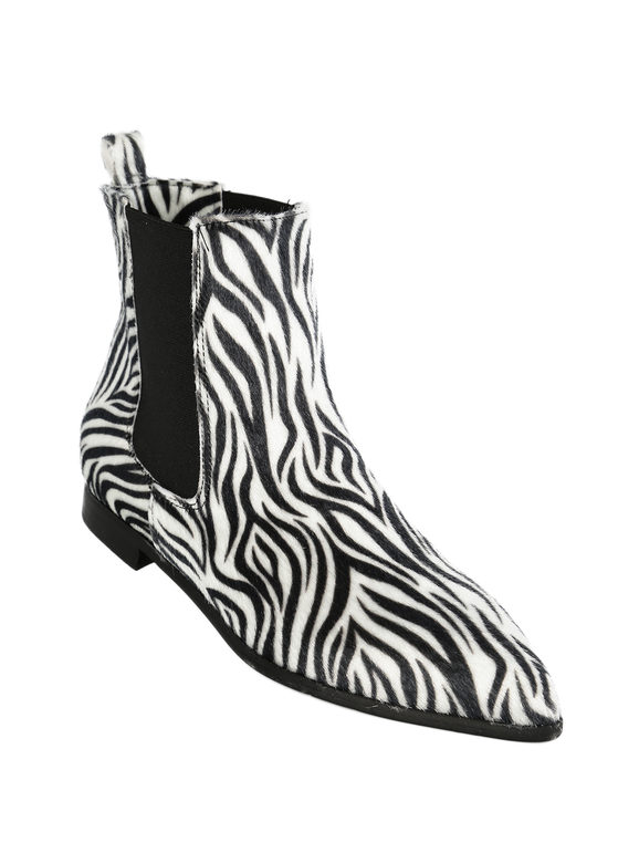 Zebra pointed toe women's ankle boots