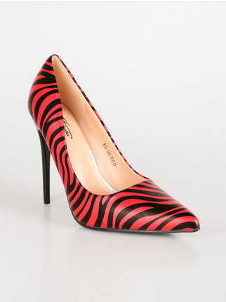 Zebra-print decolletè with stiletto heel