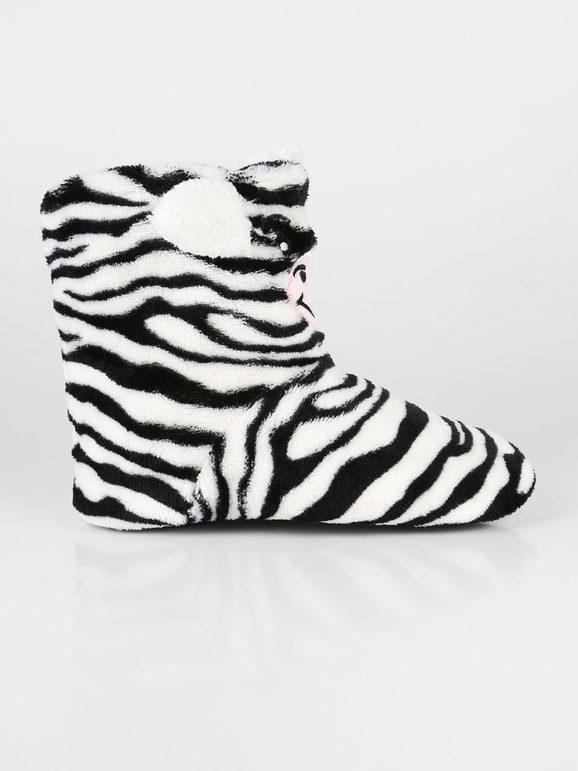 Zebra-striped ankle boot slippers