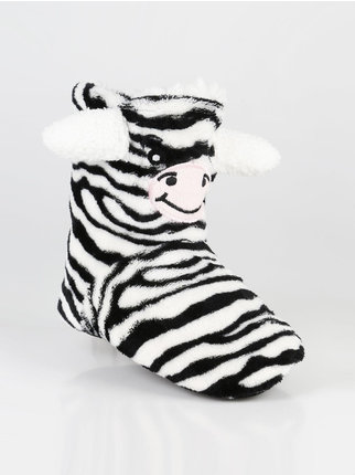 Zebra-striped ankle boot slippers